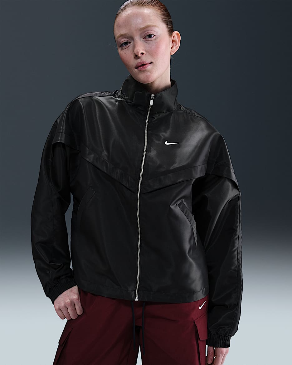 ジャケット Nike Sportswear Windrunner Women's Knit Jacket HJ0976-010 NIKE AS W NSW NK WR POLY KNIT JKT BLACK/WHITE（ナイキ